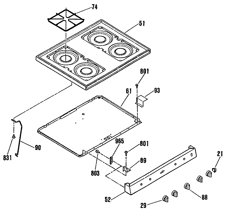 Section Diagram and Parts List for JGBS15GEK7  General Electric Range