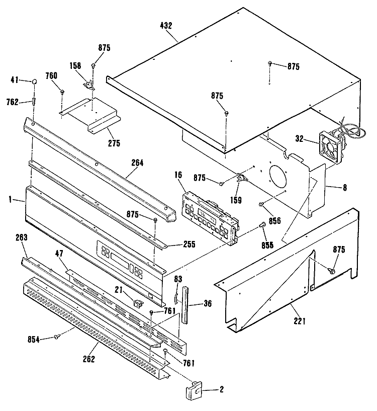 Section Diagram and Parts List for JKP14WP1  General Electric Wall Oven