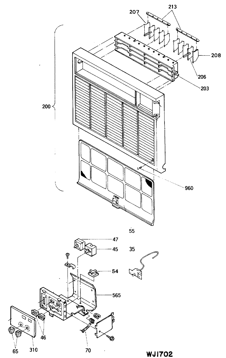 Section Diagram and Parts List for AMV06LAM1  General Electric Air Conditioner