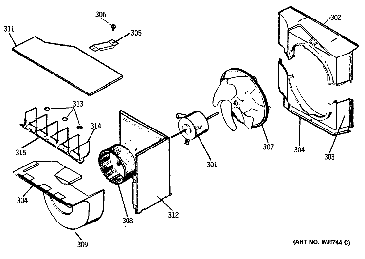 Section Diagram and Parts List for AED22DAR1  General Electric Air Conditioner