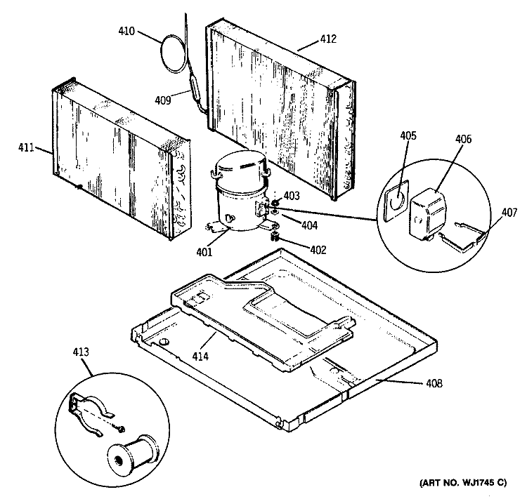 Section Diagram and Parts List for AEM23DAR1  General Electric Air Conditioner
