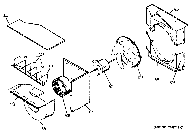 Section Diagram and Parts List for AEM15DAV1  General Electric Air Conditioner