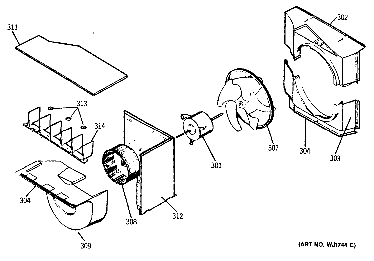 Section Diagram and Parts List for AEM14AAV1  General Electric Air Conditioner