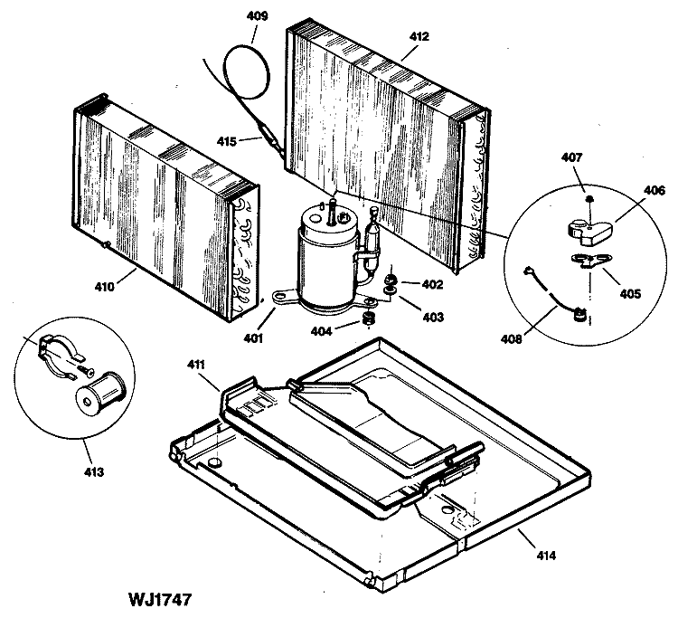 Section Diagram and Parts List for AEM14AAV1  General Electric Air Conditioner