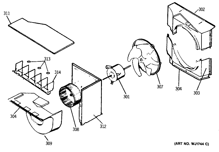 Section Diagram and Parts List for AEM18DAV1  General Electric Air Conditioner