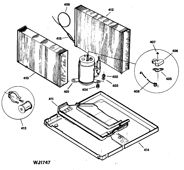 Section Diagram and Parts List for AEM18DAV1  General Electric Air Conditioner