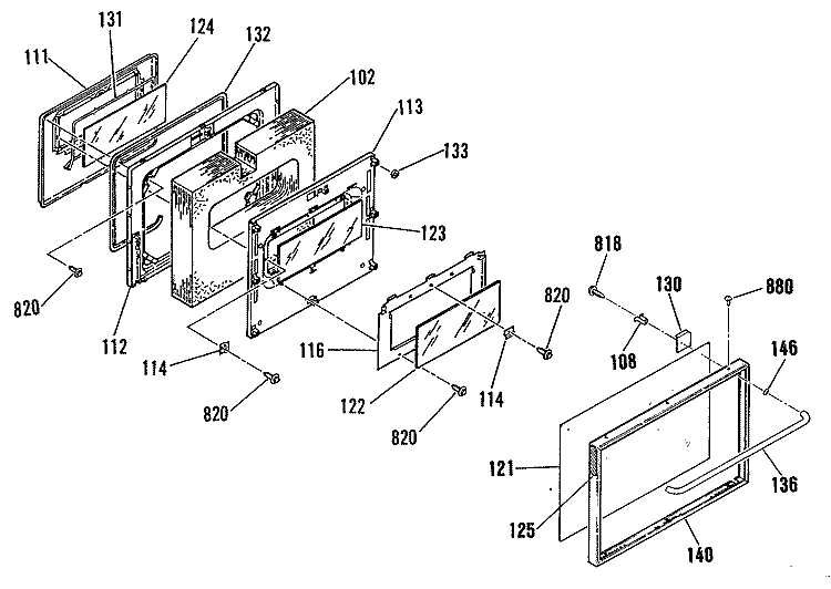 Section Diagram and Parts List for JSP31GP1  General Electric Range