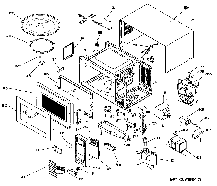 Section Diagram and Parts List for JE1025T03  General Electric Microwave