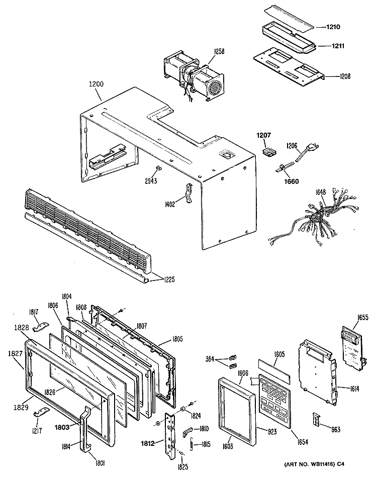 Section Diagram and Parts List for JVM133K02  General Electric Microwave