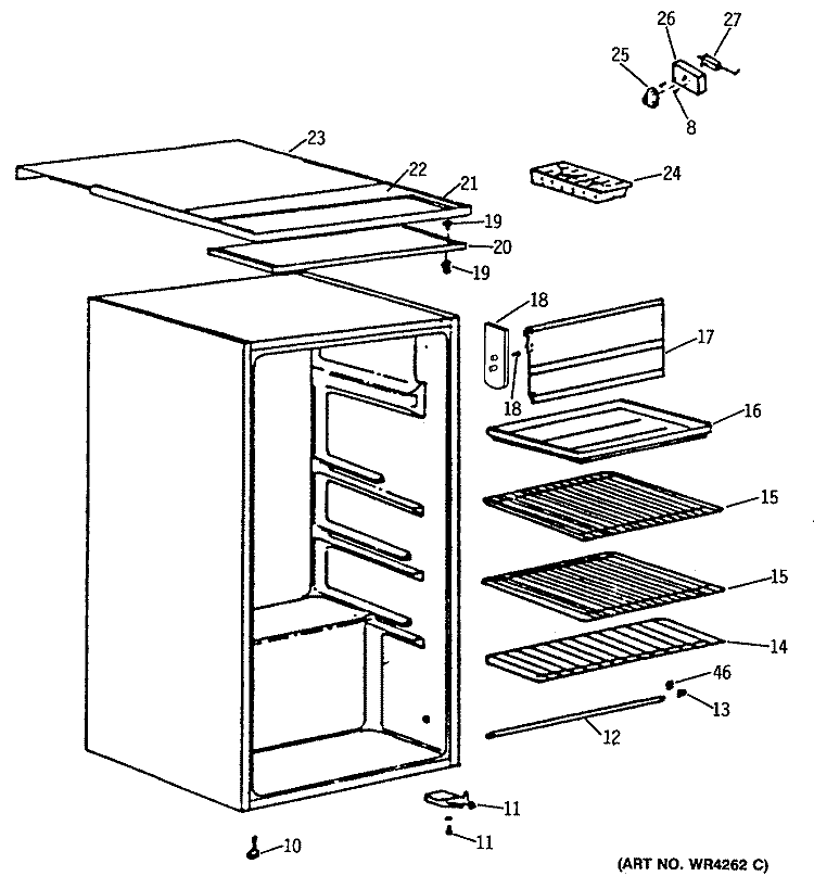 Section Diagram and Parts List for TAW4SPD  General Electric Refrigerator