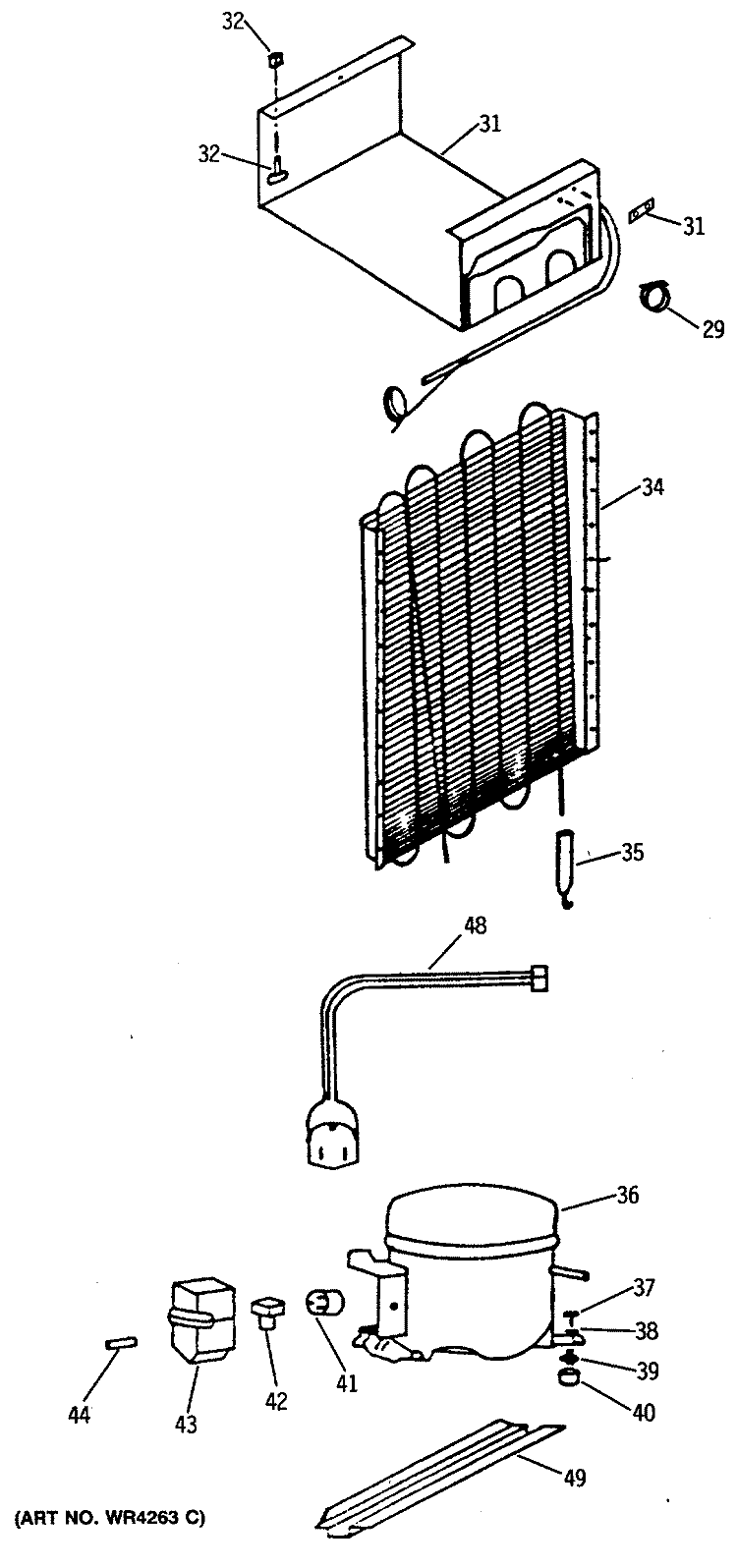 Section Diagram and Parts List for TAW4SPD  General Electric Refrigerator