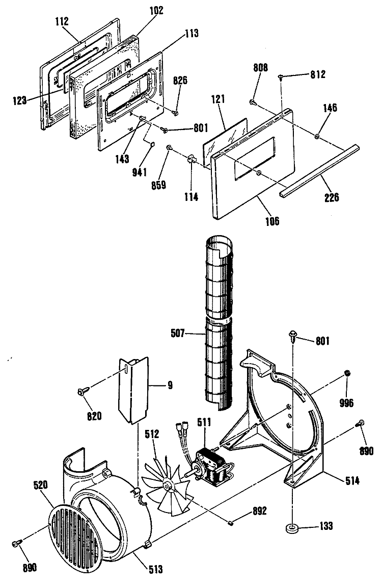 RANGE Diagram and Parts List for JCSS16P1  General Electric Range