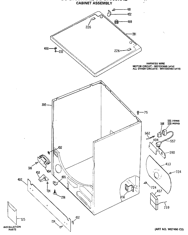 CABINET ASSEMBLY Diagram and Parts List for DDG7680RAL  General Electric Dryer