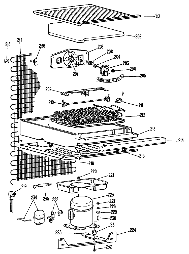 Section Diagram and Parts List for TBF12DMC  General Electric Refrigerator