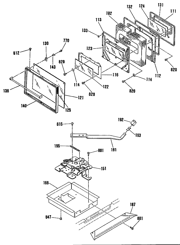 Section Diagram and Parts List for JHP56GN3AD  General Electric Range