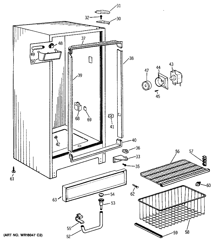Section Diagram and Parts List for CA21SMD  General Electric Freezer