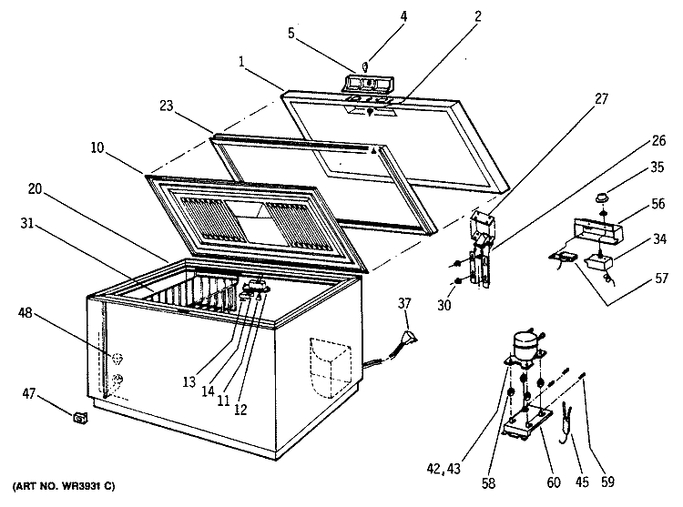 Section Diagram and Parts List for FH15DSAWH  Hotpoint Freezer