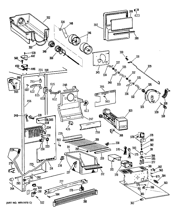 Section Diagram and Parts List for TFX27VRAAD  General Electric Refrigerator