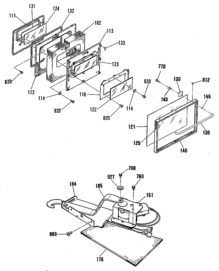 Section Diagram and Parts List for JSP28GP2BG  General Electric Range