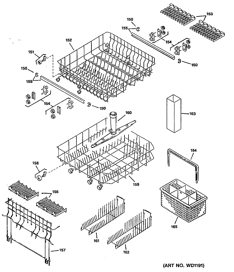 Section Diagram and Parts List for ZBD4100S01BK  General Electric Dishwasher