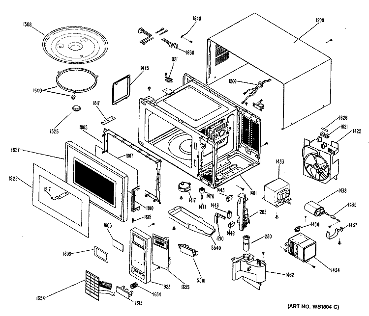 Section Diagram and Parts List for JE690T010  General Electric Microwave