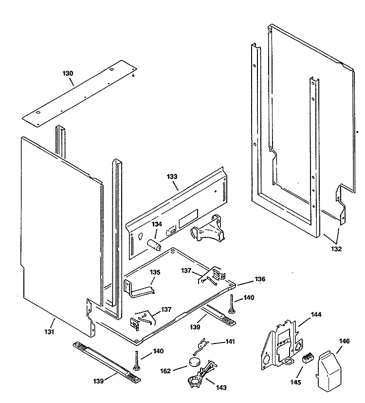 Section Diagram and Parts List for ZBD4100S00BK  General Electric Dishwasher