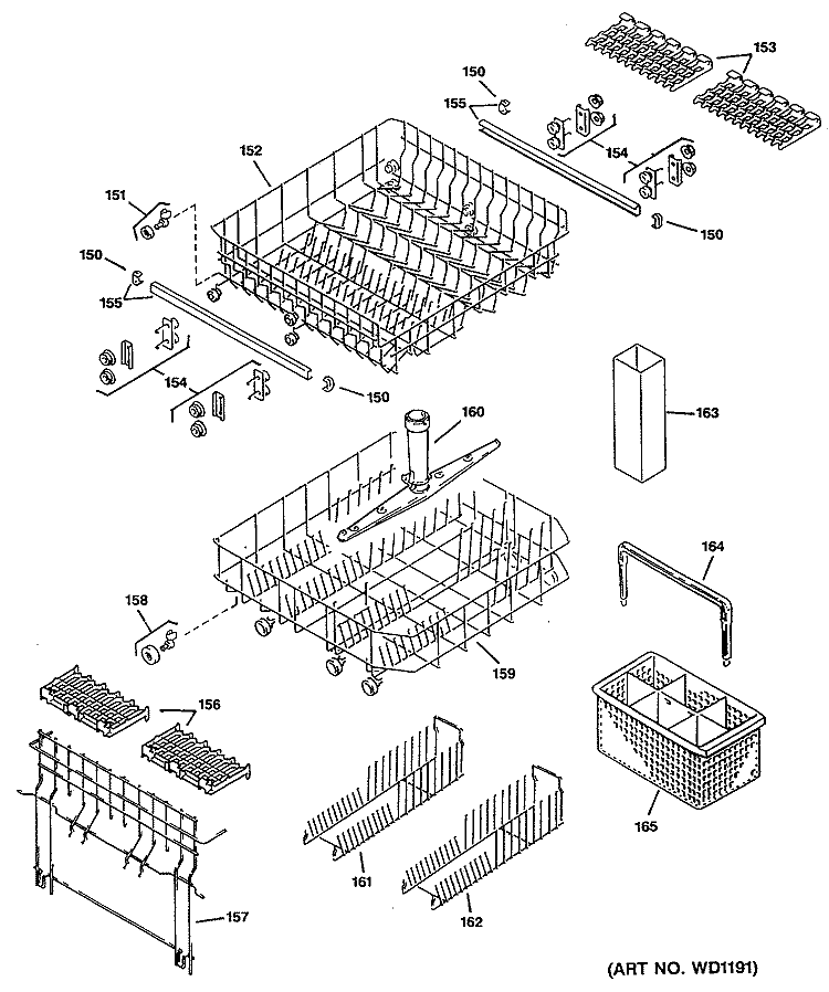 Section Diagram and Parts List for ZBD4100S00BK  General Electric Dishwasher