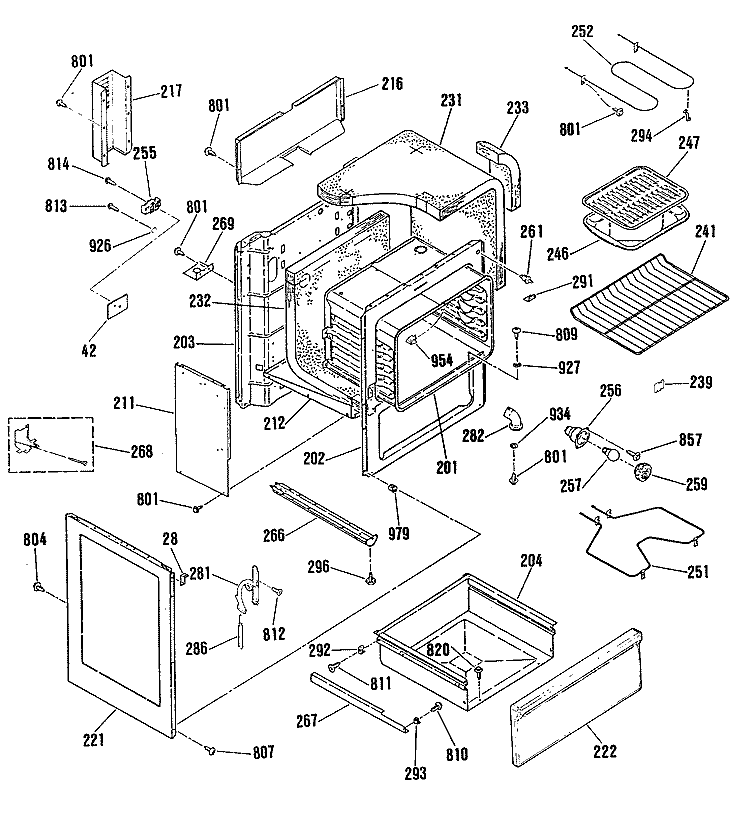 Section Diagram and Parts List for JB575GS2BK  General Electric Range