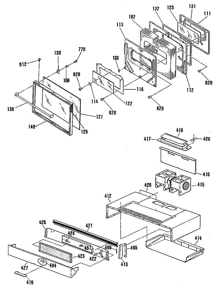 Section Diagram and Parts List for JHP62GN4AD  General Electric Microwave Oven Combo