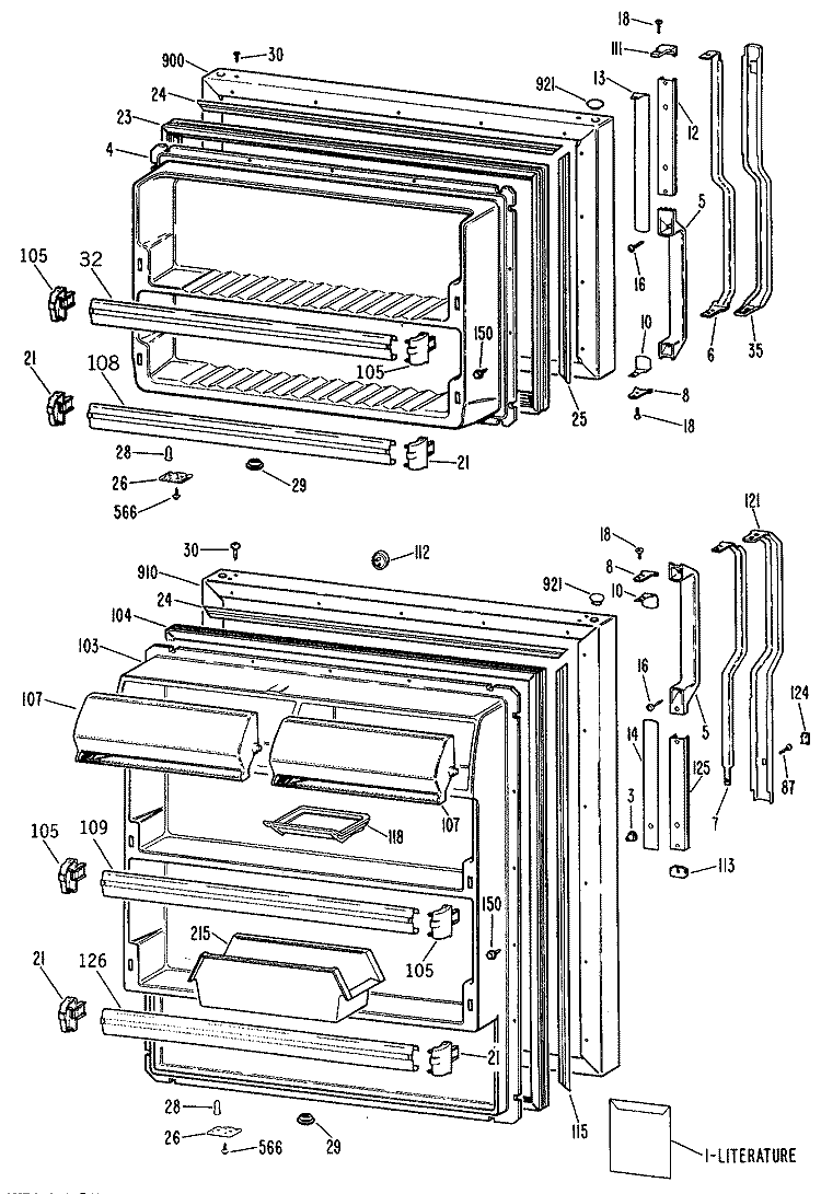 Section Diagram and Parts List for TBH21JPLRWH  General Electric Refrigerator