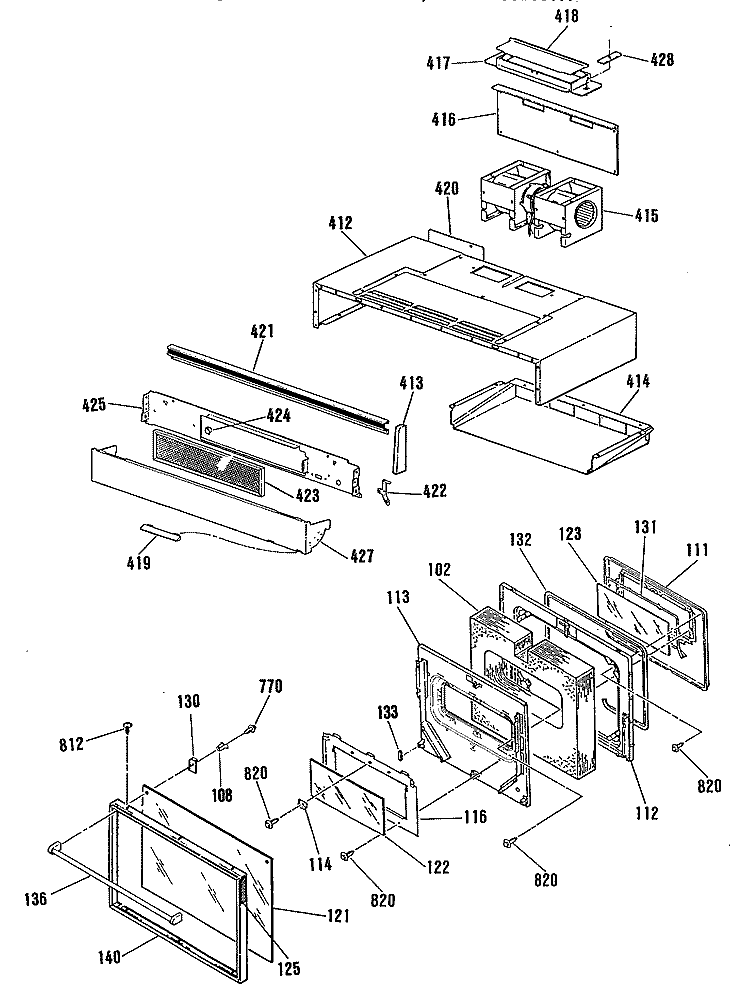 Section Diagram and Parts List for JHP63GN4AD  General Electric Range