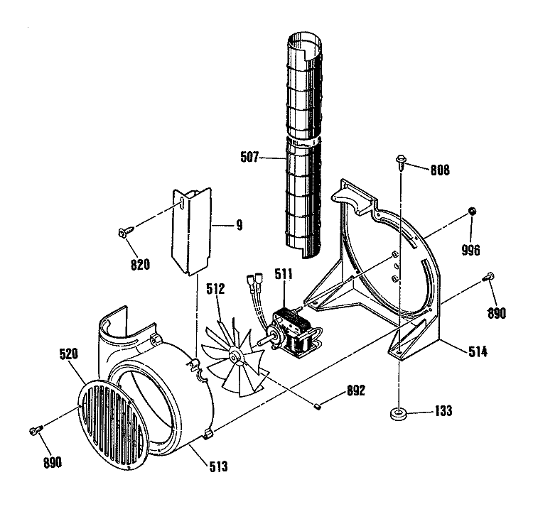 Section Diagram and Parts List for JSP26GP3WH  General Electric Range