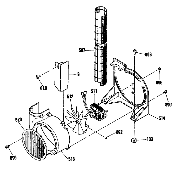 Section Diagram and Parts List for JSP39GR2WG  General Electric Range