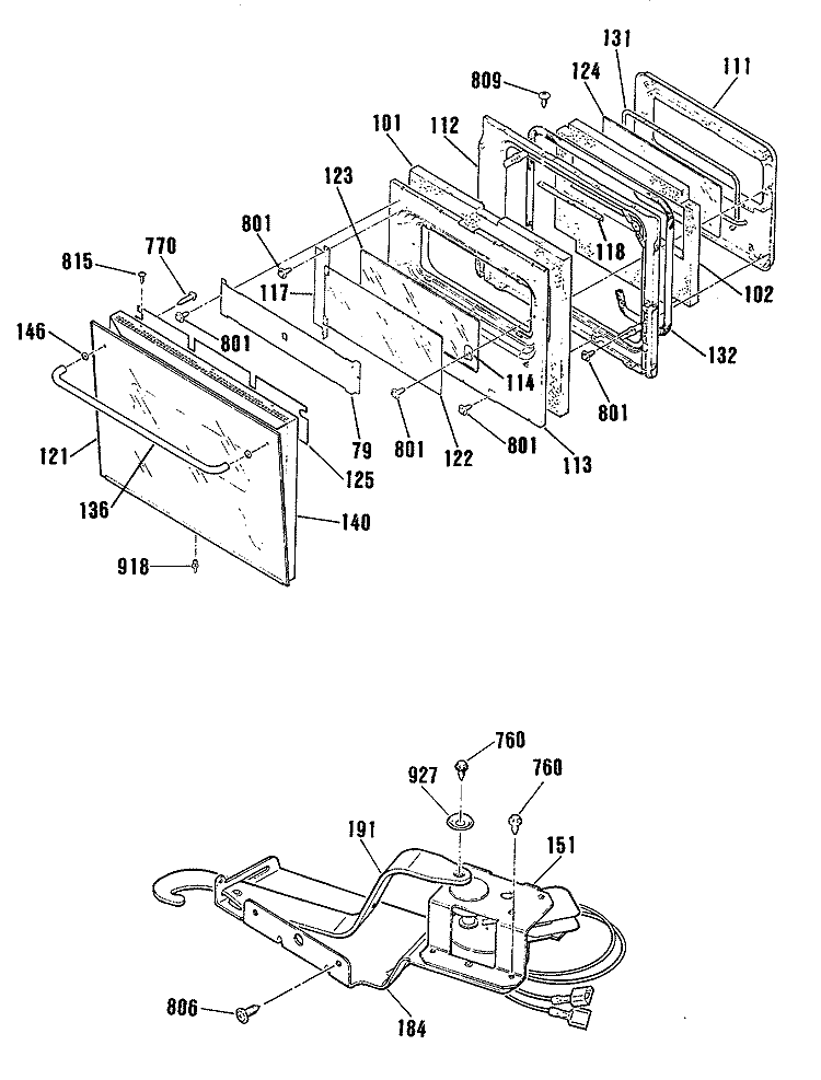 Section Diagram and Parts List for JMP28GR1AD  General Electric Range