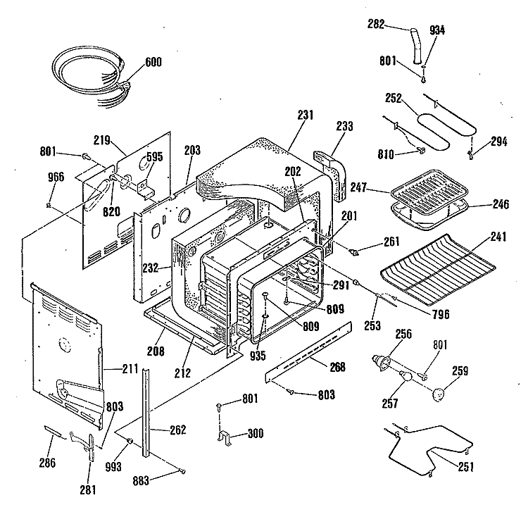 Section Diagram and Parts List for JDP39WR3WH  General Electric Range