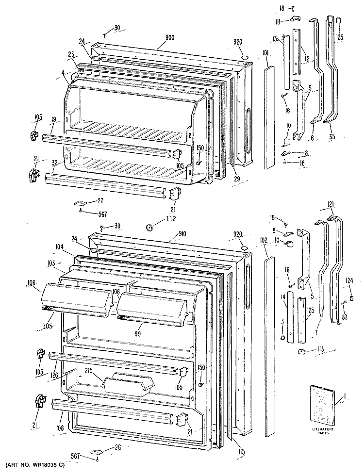 Section Diagram and Parts List for TBH14DRLRAD  General Electric Refrigerator