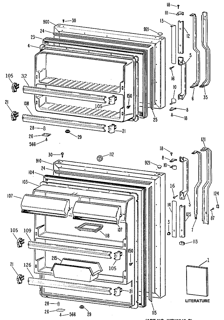 Section Diagram and Parts List for TBX18JPNRWH  General Electric Refrigerator