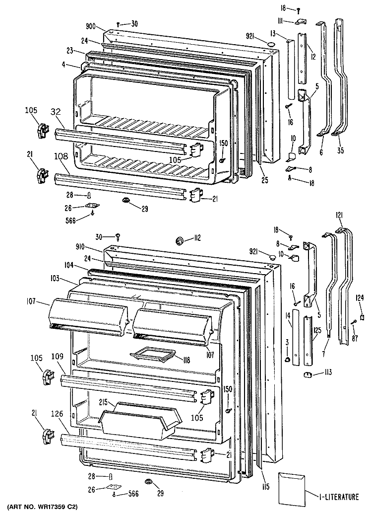 Section Diagram and Parts List for TBX18KPKRAD  General Electric Refrigerator