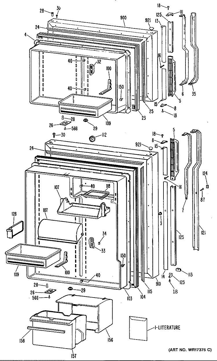 Section Diagram and Parts List for TBX25ZPLRAD  General Electric Refrigerator