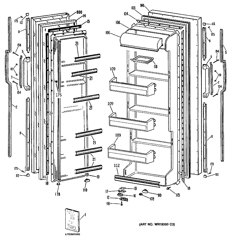 Section Diagram and Parts List for TFX20SASAAD  General Electric Refrigerator