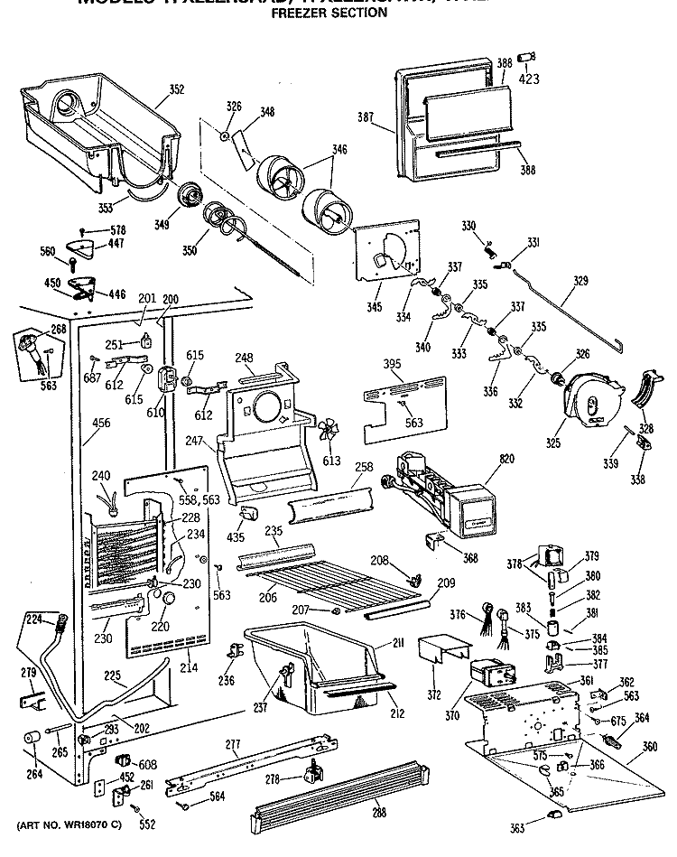 FREEZER SECTION Diagram and Parts List for TFX22ZRSAAD  General Electric Refrigerator