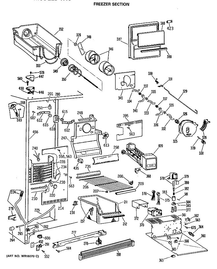 FREEZER SECTION Diagram and Parts List for TFX24ZRSAAD  General Electric Refrigerator
