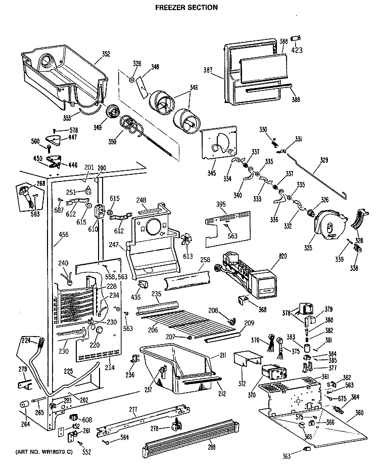 FREEZER SECTION Diagram and Parts List for TFX27ZRSAAD  General Electric Refrigerator