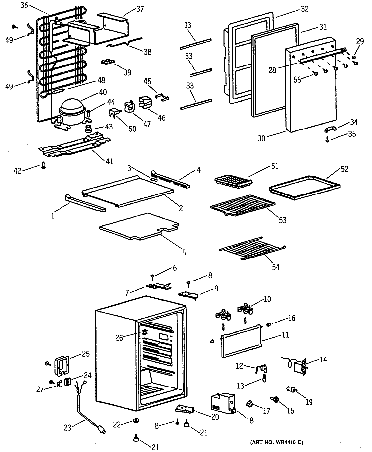 Section Diagram and Parts List for TAX6BNSAWG  General Electric Refrigerator