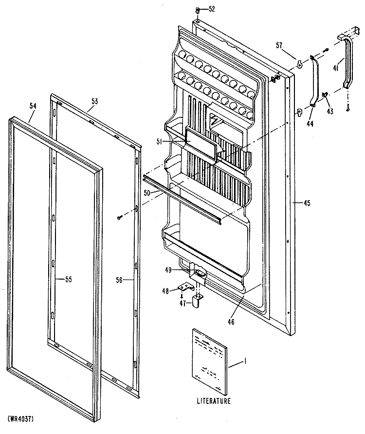 Section Diagram and Parts List for TAX10SNSARWH  General Electric Refrigerator