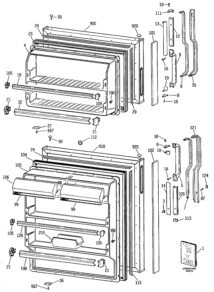 Section Diagram and Parts List for TBE16JASFRWH  General Electric Refrigerator