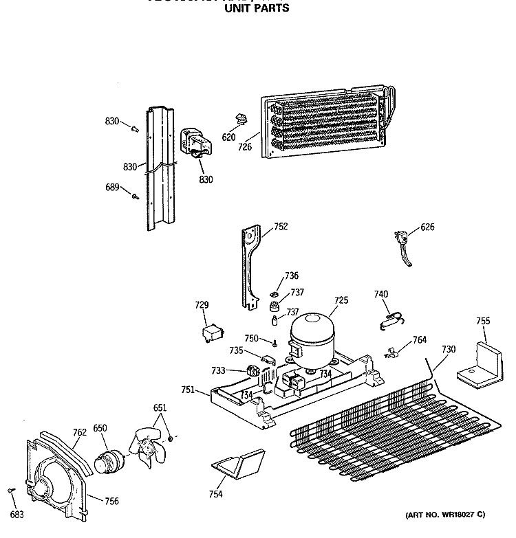 UNIT PARTS Diagram and Parts List for TBC19JASPRWH  General Electric Refrigerator