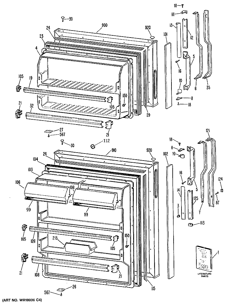 Section Diagram and Parts List for TBX14DASCRAD  General Electric Refrigerator