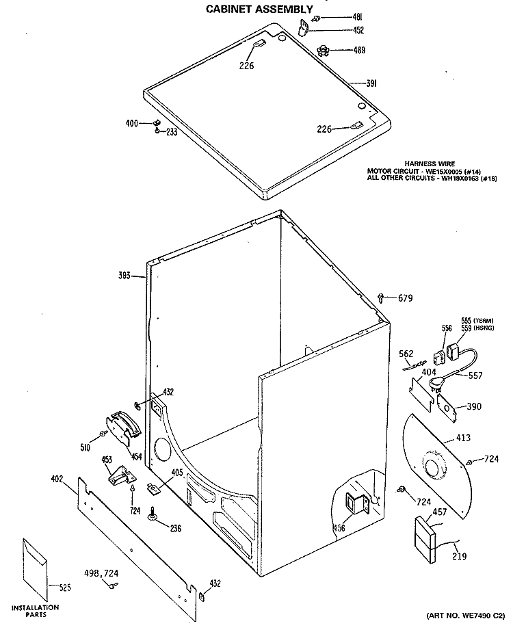 CABINET ASSEMBLY Diagram and Parts List for DDG7187RBL  General Electric Dryer