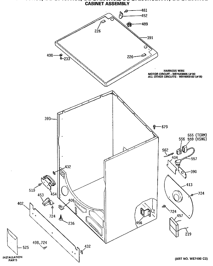 CABINET ASSEMBLY Diagram and Parts List for DDG7187RCL  General Electric Dryer